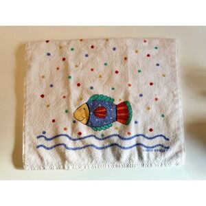 Vintage WestPoint Stevens Debbie Bowles Fish Polka Dot Hand Towel Cotton USA
